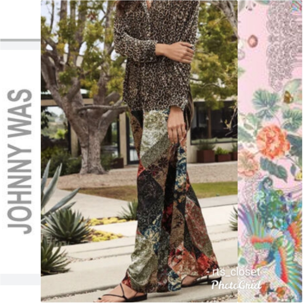 Johnny Was Mabel Silk Velvet Palazzo Pants
